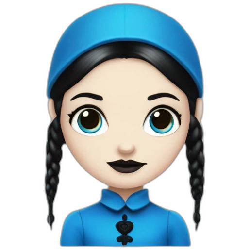 Wednesday Addams as a blue smurf emoji