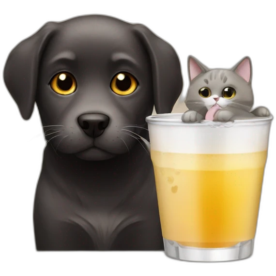 Cat drink and dog emoji