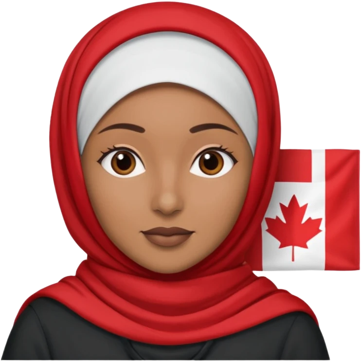 Sherif brown woman wearing hijab and holding canada flag emoji
