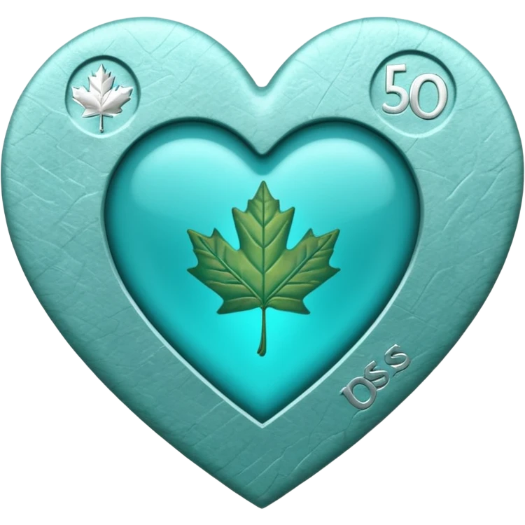 Teal heart with Canadian money emoji