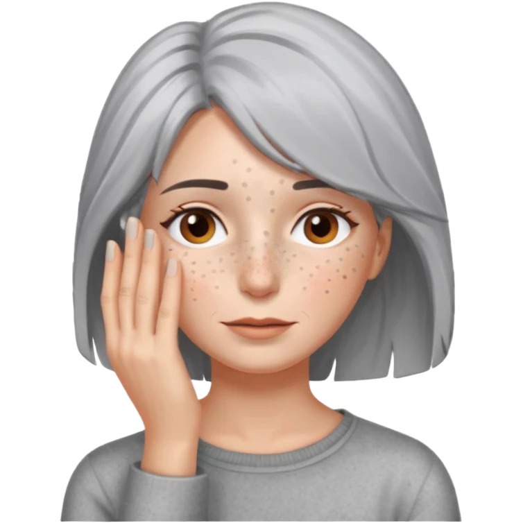 woman with gray hair and 1 palm of hand covering face emoji