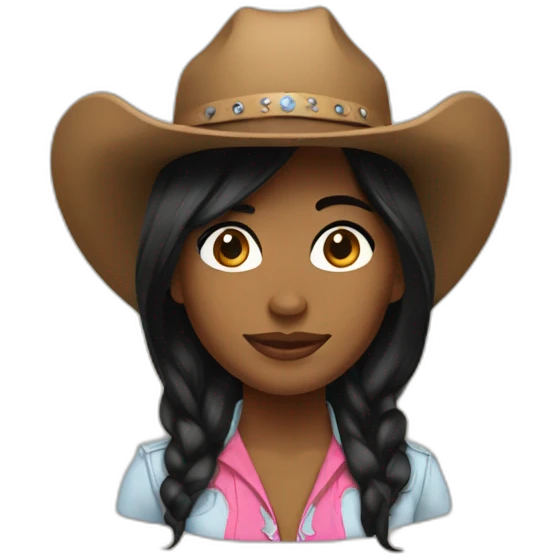 cowgirl straight black hair emoji