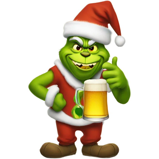 Grinch with beer emoji