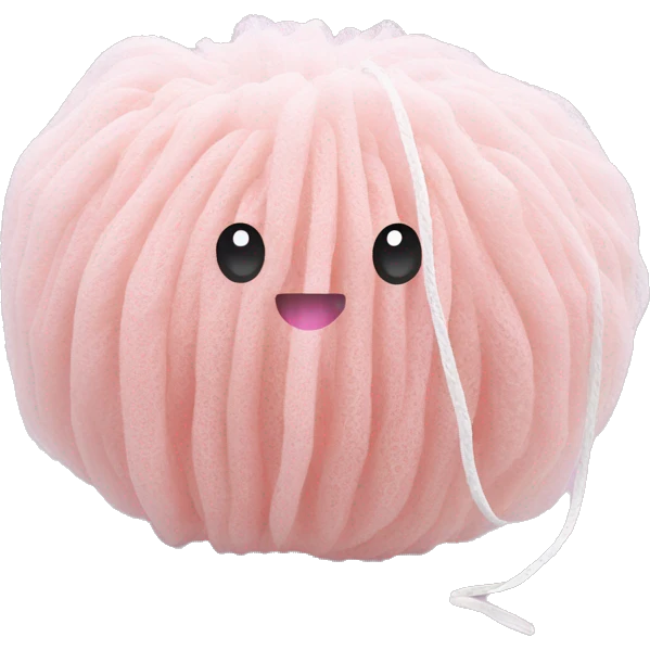 Light pink puffy loofah with white string emoji