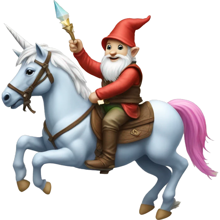 Gnome riding unicorn emoji