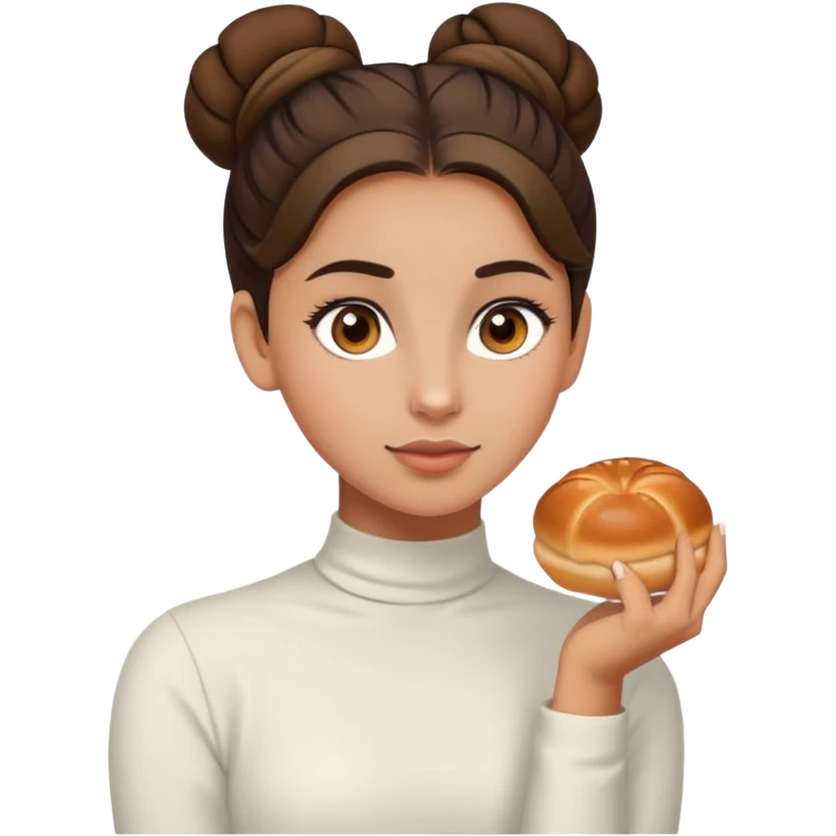 girl with brown eyes, olive complexion, brown hair in a bun emoji