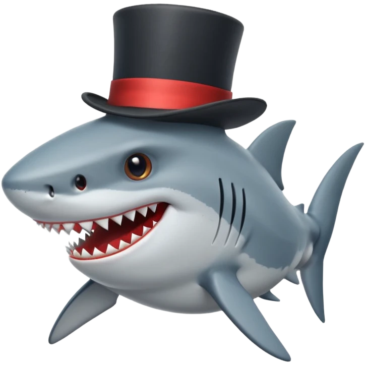 Shark with a top hat emoji