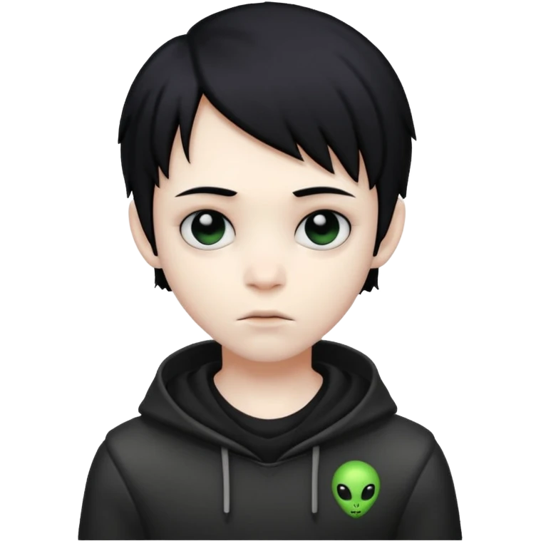 boy alien with black hair emo emoji