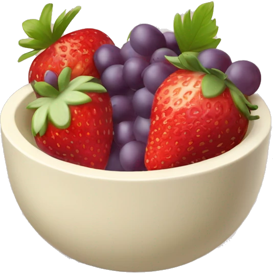 fruit yogurt bowl with strawberries and grapes beige  emoji