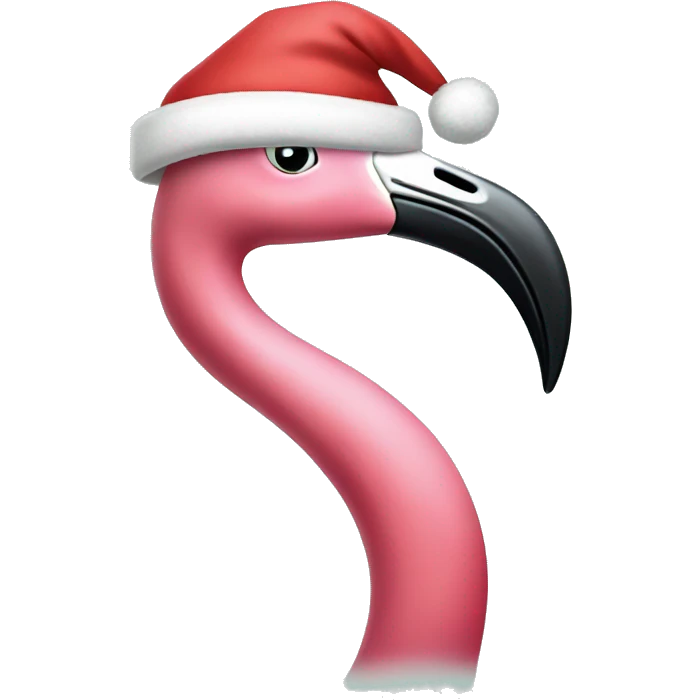 Flamingo wearing a Santa hat emoji