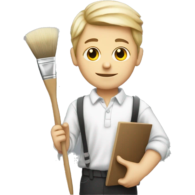 white schoolboy artist with palette and brush emoji
