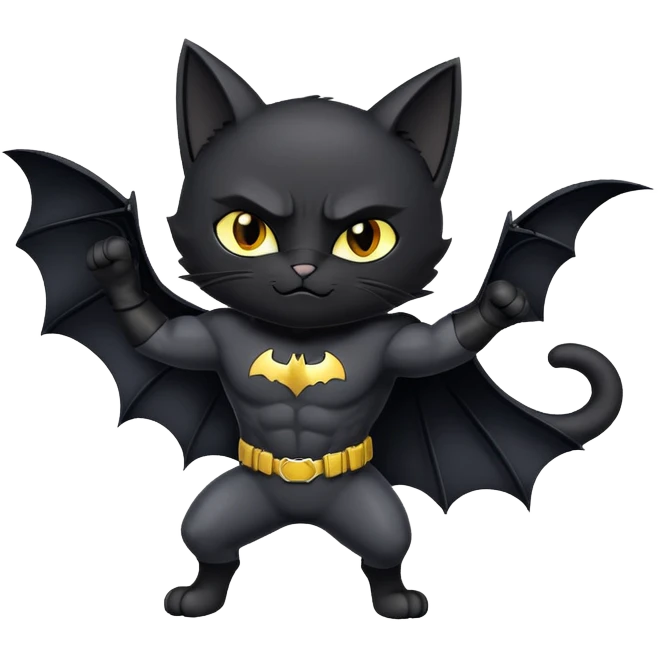 bat man cat heroic pose emoji