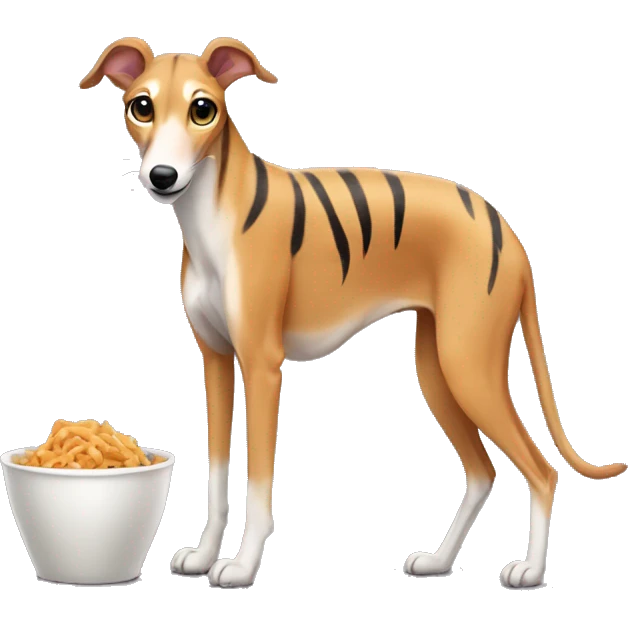 Fawn tiger greyhound eating emoji