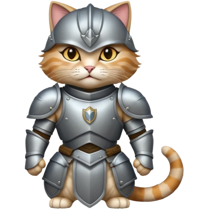 cat ares has battle armor. dynamic pose emoji