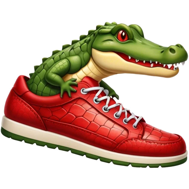 A croc stepping in a red Jordan shoe emoji