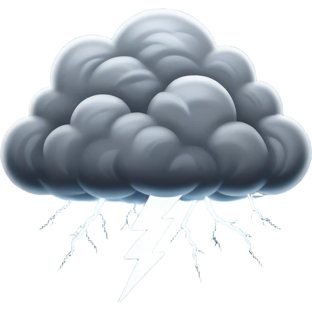 Cinematic Realistic Thunderstorm Emoji, Dark and dramatic, with swirling gray clouds illuminated by occasional flashes of lightning. The air crackles with energy as the storm builds, while heavy rain cascades down in sheets. Soft glowing outline, capturing the essence of power, intensity, and natural fury in a breathtaking thunderstorm! emoji