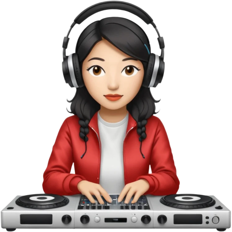 Peggy Gou phaying music with DJ table emoji