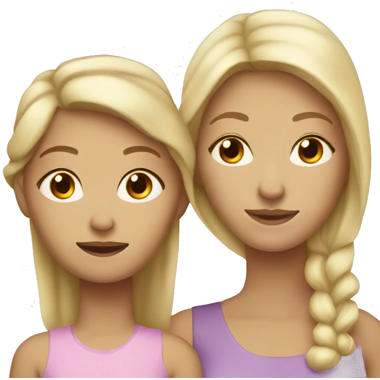 Blonde white mother with slightly dark skin her adult daughter brown hair emoji