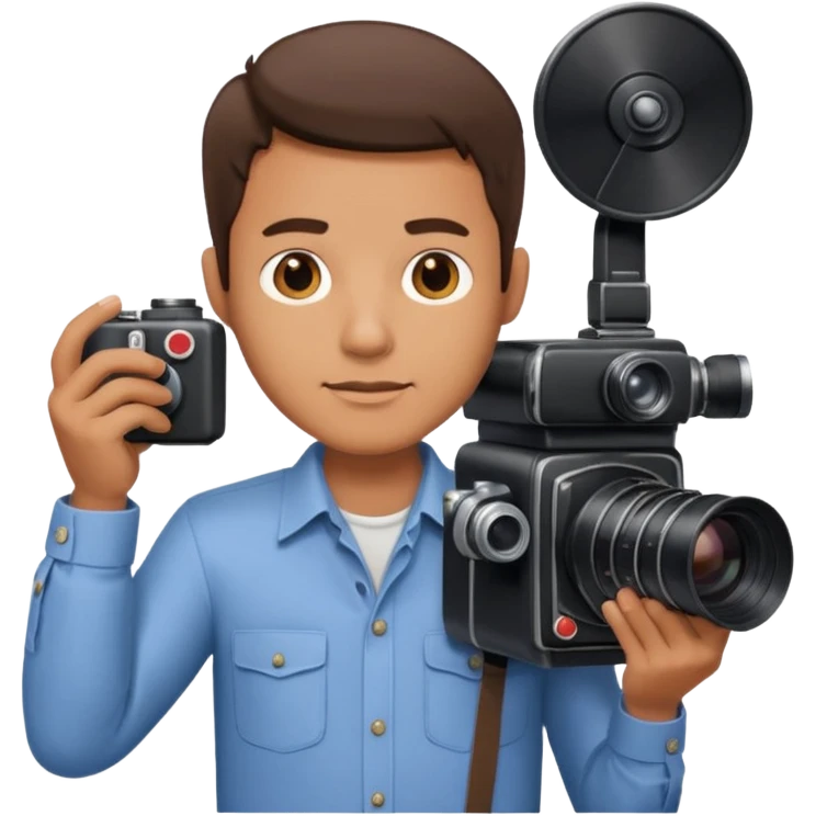 man hold  largefilm Camera ,on his shoulder emoji