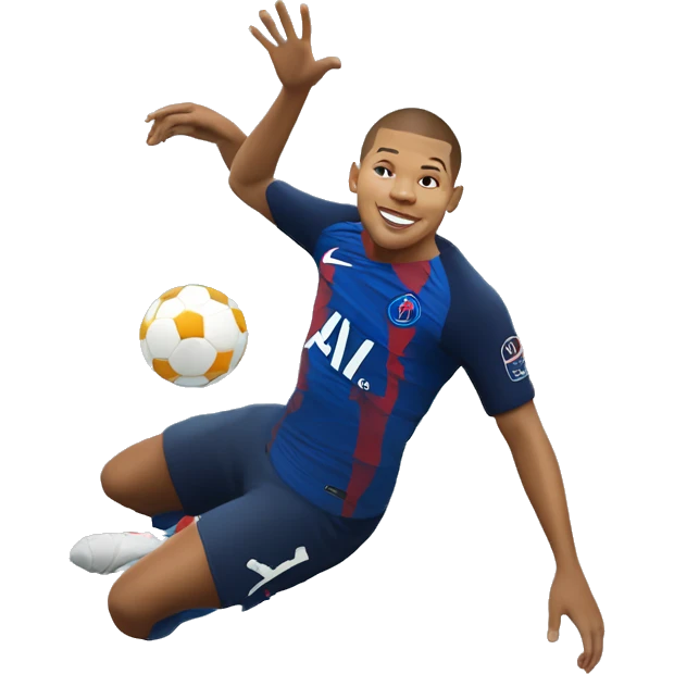 Mbappe sur un dauphin soulevant la ligue des champions emoji