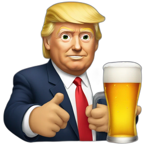 Trump drinking beer emoji