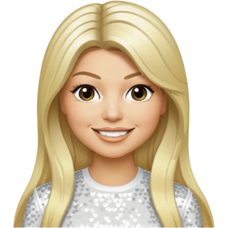 Fergie from Black Eyed Peas with long blonde hair, white sequin outfit  emoji