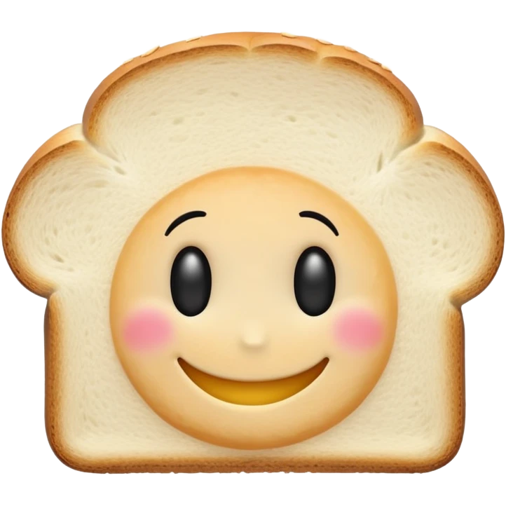 Slice of white bread with a smiley face, Bimbo bread emoji
