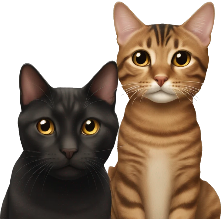 brown tabby cat and black cat  emoji