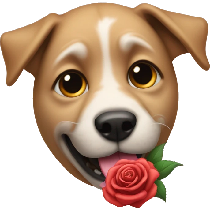 Dog with a rose in its mouth emoji