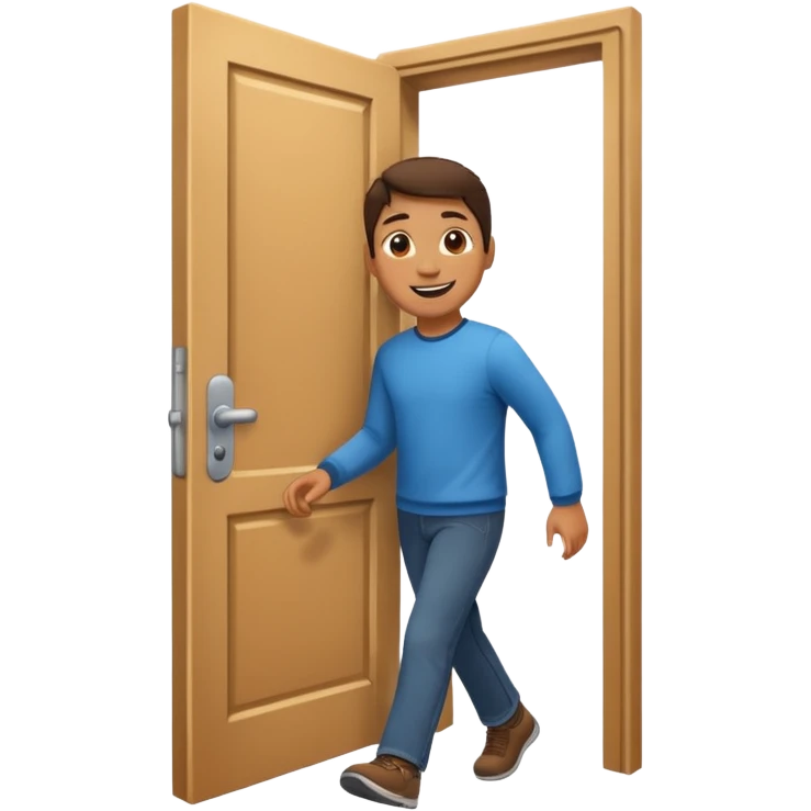 a door opening with a smiling client walking in emoji