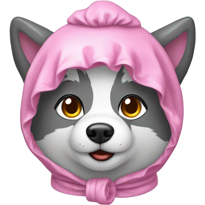 Cute little Chubby Wolf with shower cap emoji