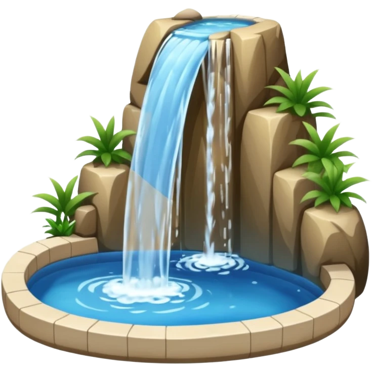 Tall stream of water cascading into a pool. emoji