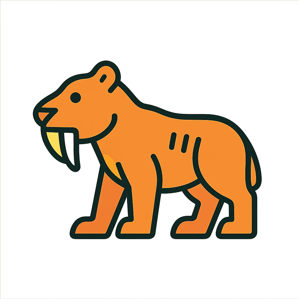 a saber-toothed animal, minimal and modern emoji