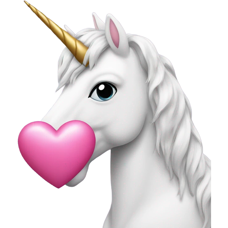 Unicorn hugging a pink heart emoji