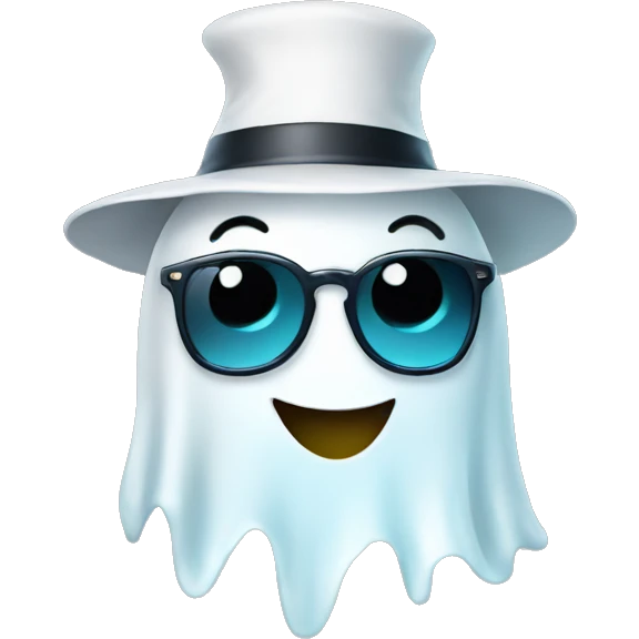 Happy Ghost with glasses and hat emoji
