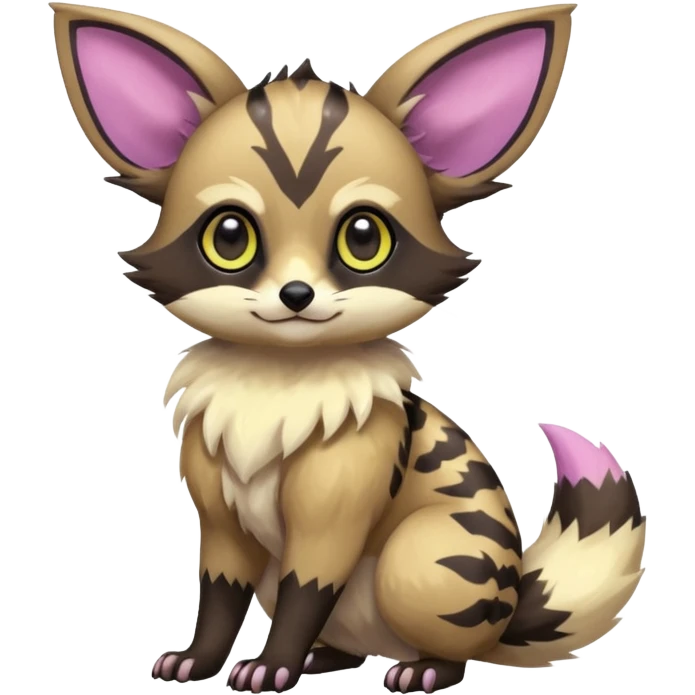 Rare exotic cute epic aesthetic colorful Eevee-Civet-species-Fakemon-hybrid-creature, with markings, full body emoji