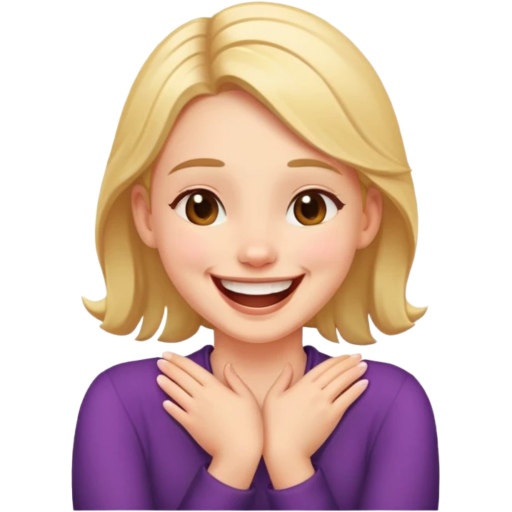 hand crossed around neck laughing girl emoji