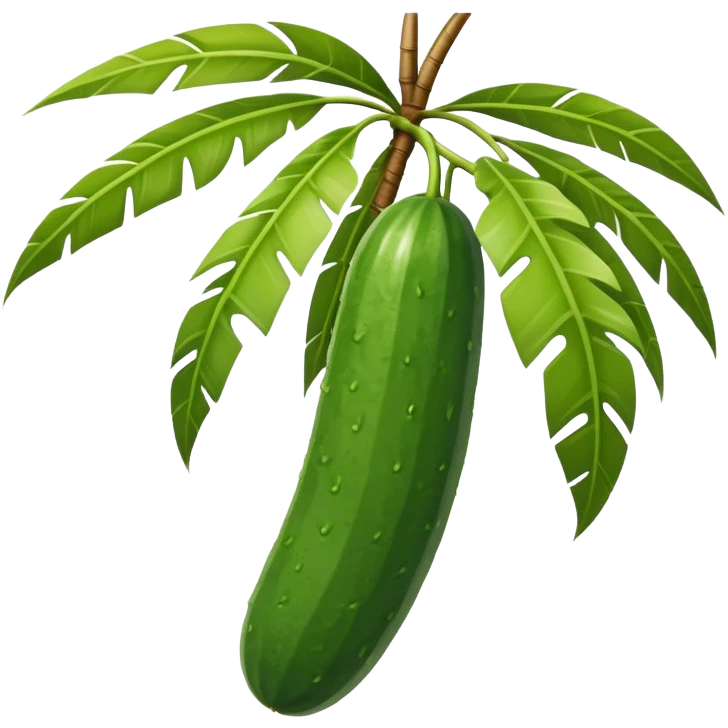 cucumber hangs on a palm tree branch emoji