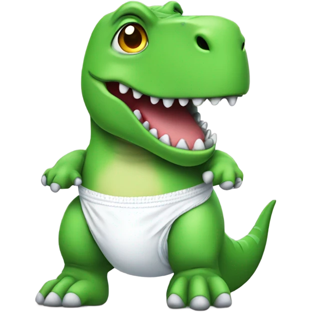 Green t-rex in a puffy diaper   emoji