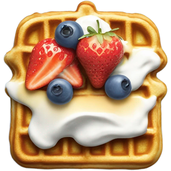 Waffle topped with skyr Blue Berry, strawberry emoji