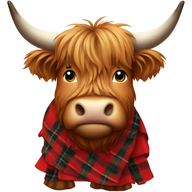 Highland cow in a red plaid kilt emoji
