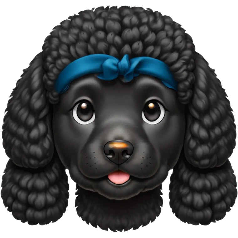 A high-resolution digital illustration of a black poodle in a clean, semi-realistic style. The poodle is shown facing sideways head tilted  emoji