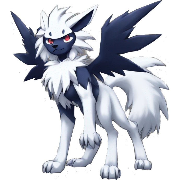 Edgy Cool Anthro Absol-Lycanroc Midnight Form-Pokémon Full Body emoji