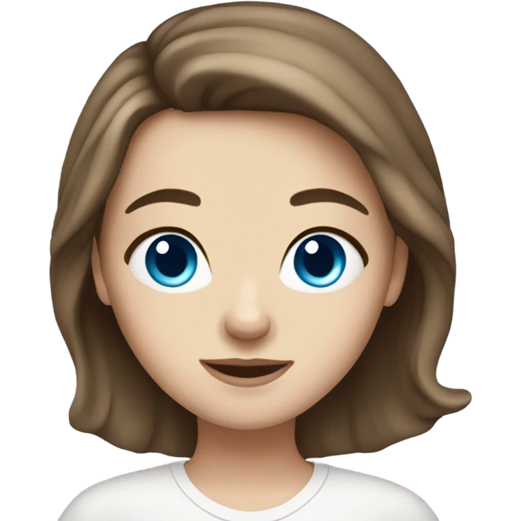 White girl with brown hair and blue eyes emoji