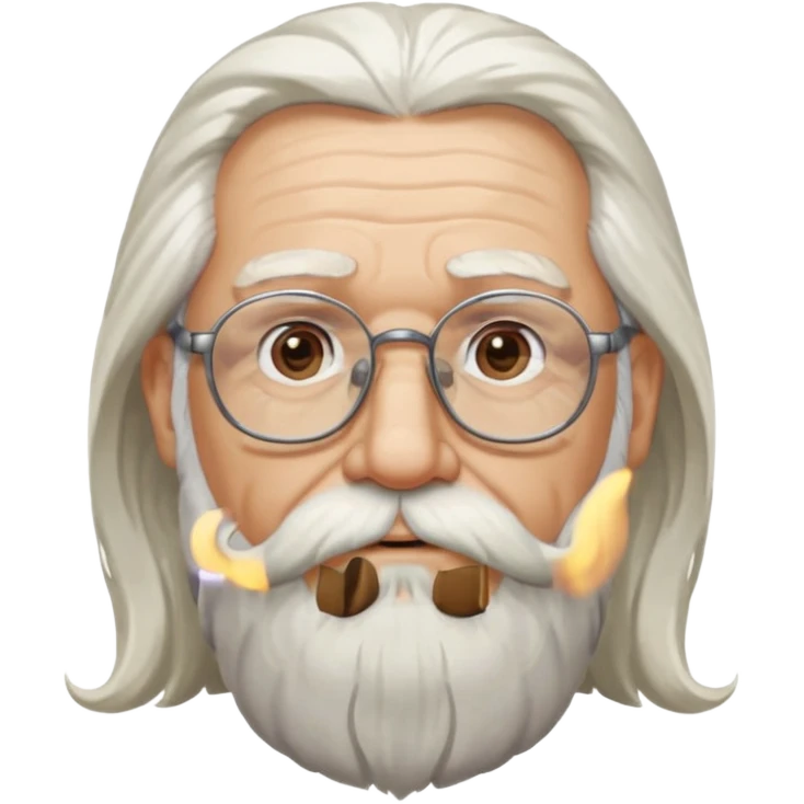 old man with long hair and beard wearing glasses  emoji