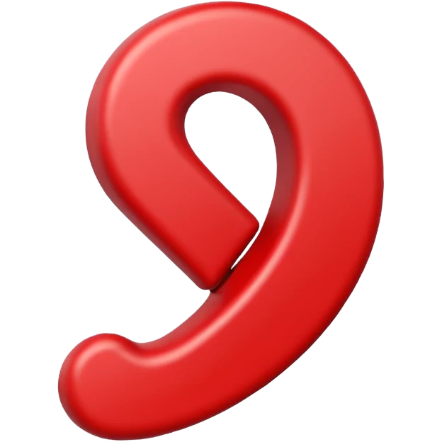 Generate a high-quality 3D cartoon-style emoji of a red question mark, smooth gradient colors, rounded and cute appearance, simple white background, high-resolution.
 emoji
