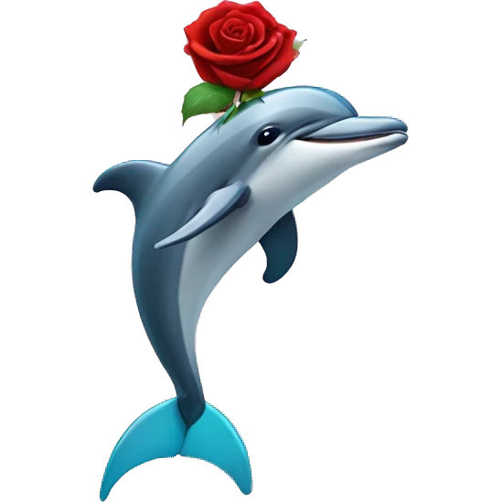 A dolphin with a rose in its mouth wearing a tuxedo  emoji