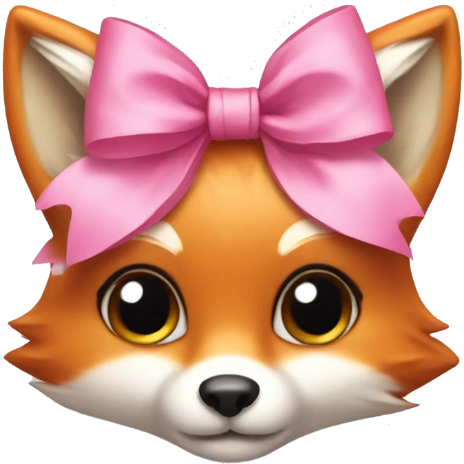 Cute fox with a pink bow emoji