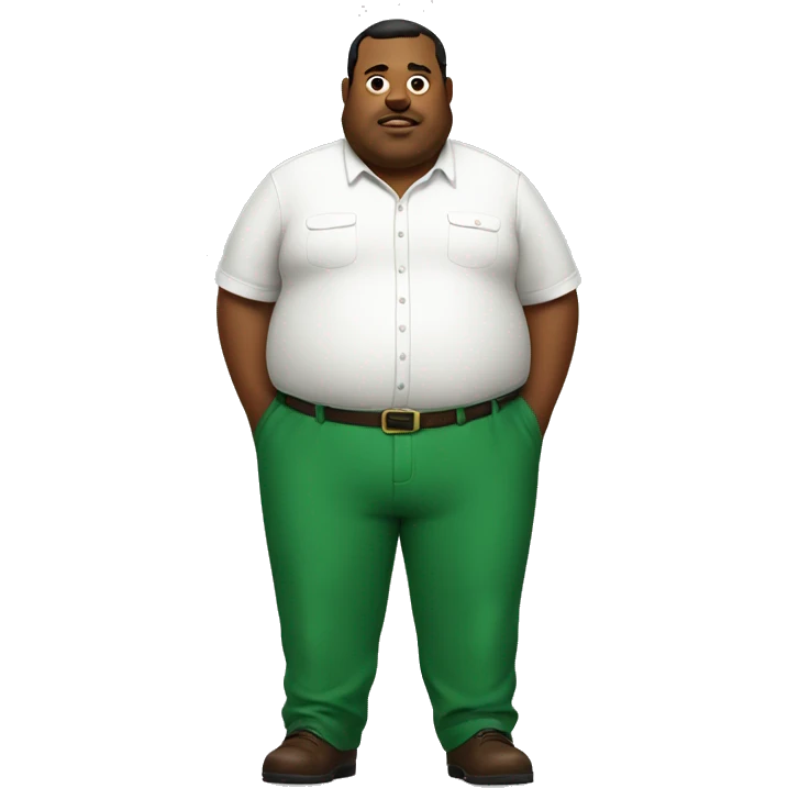 fat man wearing green pants and white button shirt  emoji