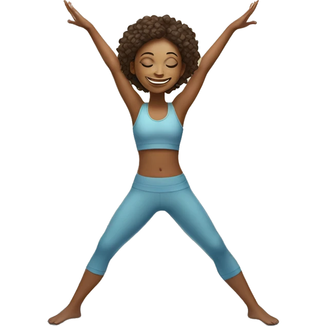 smiling girl in yoga outfit Virabhadrasana emoji